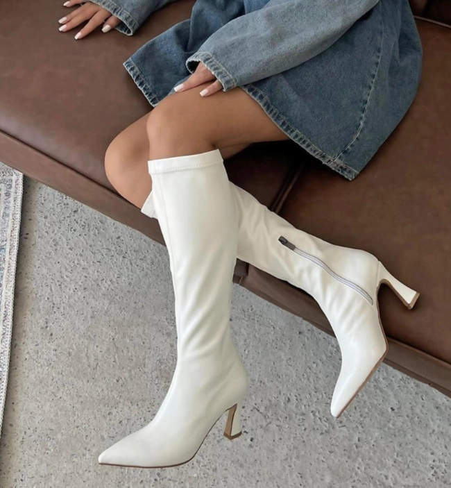 all white boots