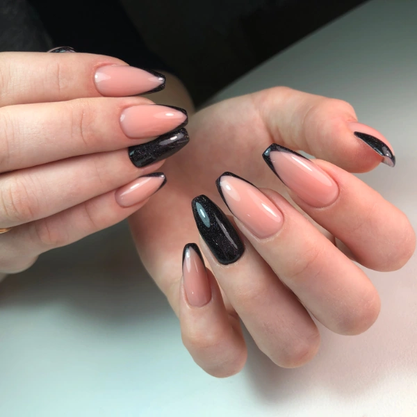 black micro french nails