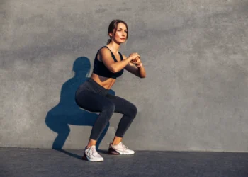 a young woman doing squats