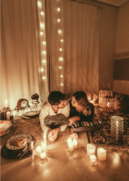 a couple having a candle light dinner on candle light dinner couple