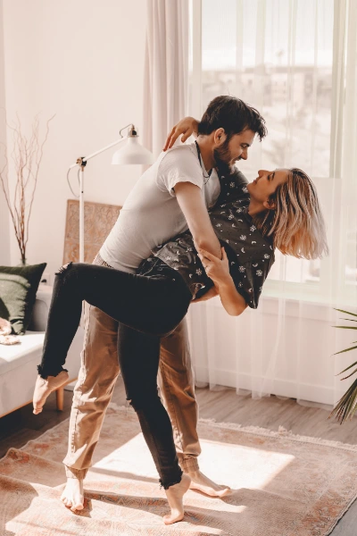 a young couple dancing on Valentine's day